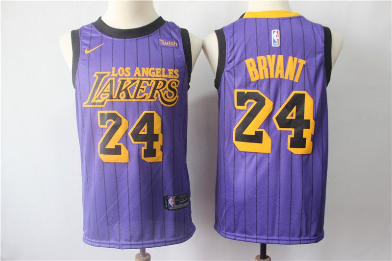 Men Los Angeles Lakers #24 Bryant Purple Stripe Nike Game NBA Jerseys->->NBA Jersey